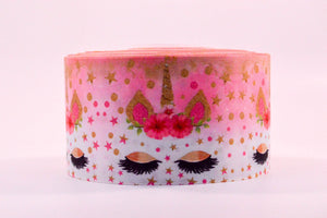 3" Wide Pink Unicorns Printed Grosgrain Cheer Bow Ribbon - 2 Matching Resins with Every 5 Yds - Free Shipping
