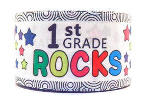 3" Wide Back to School 1st Grade Rocks Printed Grosgrain Cheer Bow Ribbon
