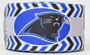 3" Wide Carolina Panthers Chevron Printed Grosgrain Cheer Bow Ribbon
