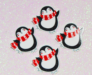 4 Quantity - Glossy Flat Back Penguin Resins for Hair Bows or Crafts