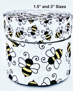 3"  Wide Bumble Bees on White Printed Grosgrain Cheer Hair Bow Ribbon