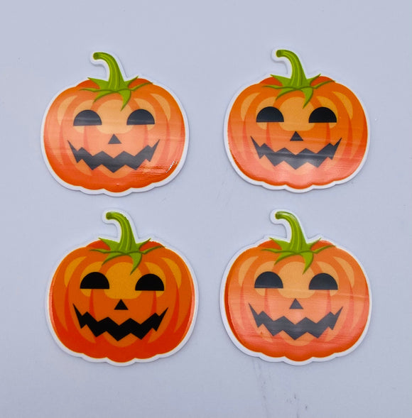 4 Quantity  - Pumpkin Shiny Flat Back Resins for Hair Bows and Crafts